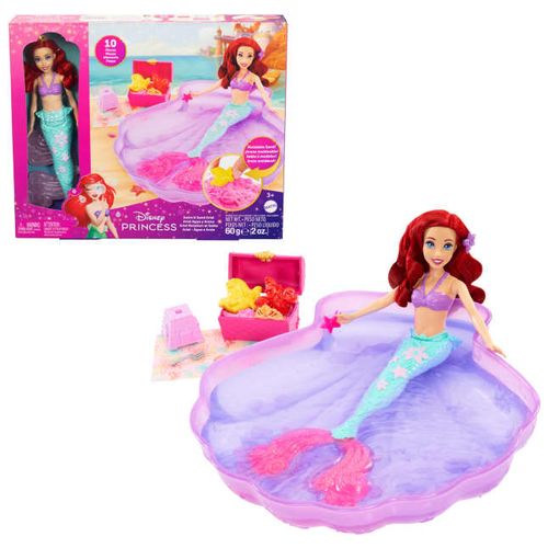 Muñeca y piscina de la princesa Disney Ariel con arena moldeable