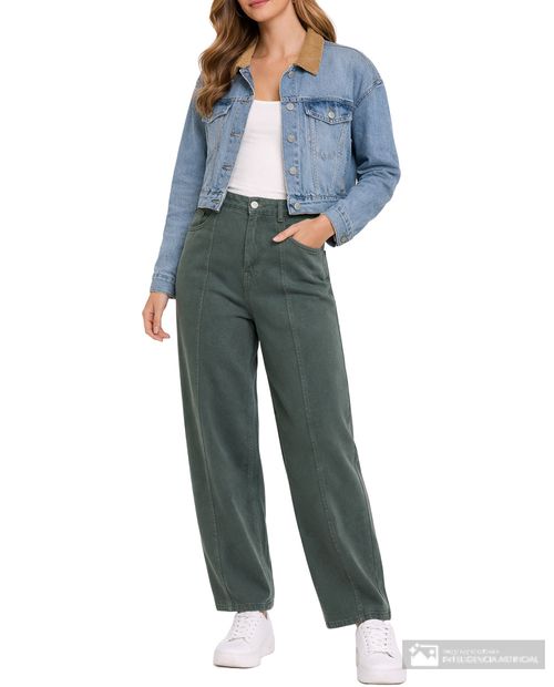 Jeans Only barrel verde de cintura alta para mujer