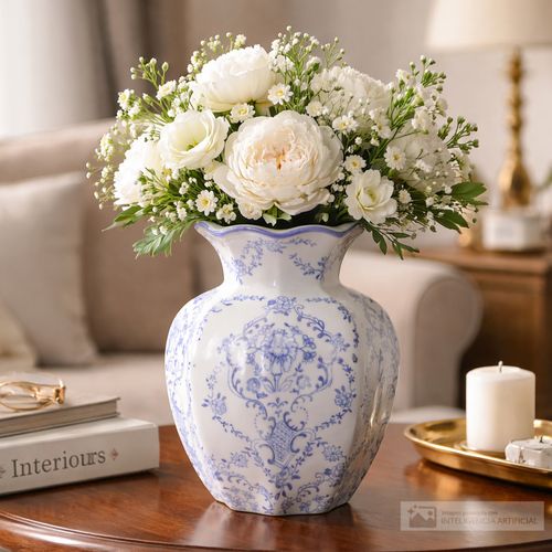 Florero decorativo de cerámica con diseño 16x8 cm