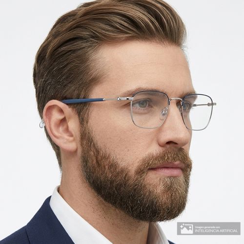 Aro completo rectangular Mont Blanc de metal para hombre