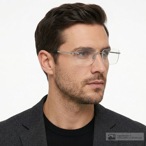 Aro al aire rectangular Mont Blanc de metal para hombre