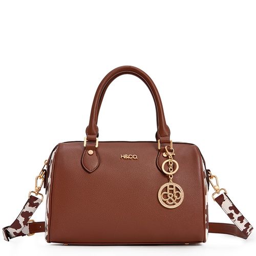 Cartera satchel H&Co Inga estampado leopardo para mujer