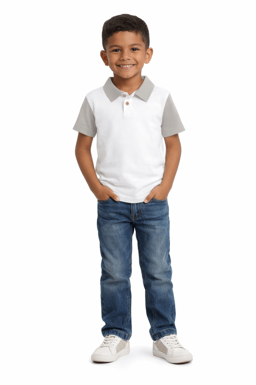 Camisa polo color blocking para niño