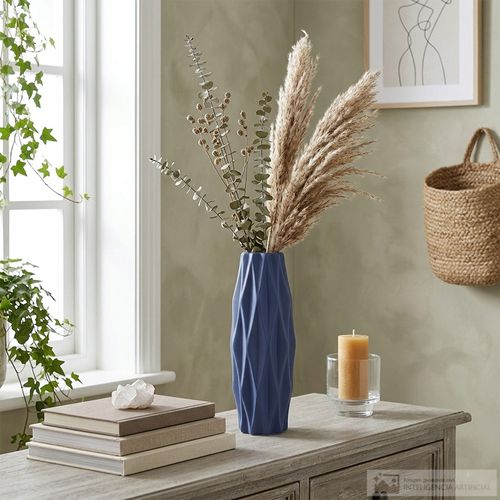 Florero de vidrio con diseño geométrico 30x14 cm