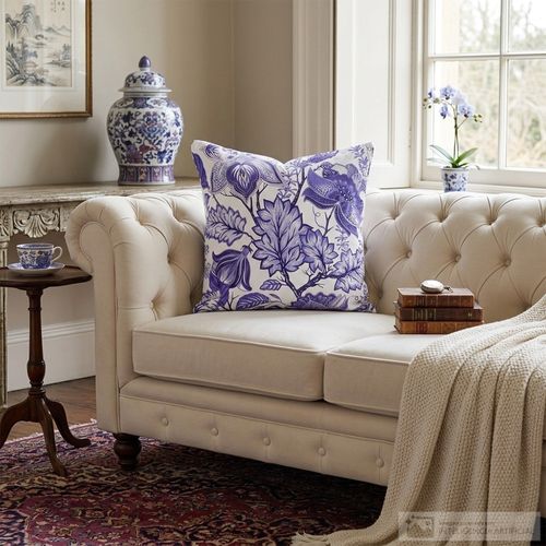 Cojín decorativo de poliéster estampado botánico 45x45 cm