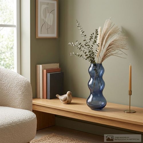 Florero de vidrio con diseño ondulado 19X29 cm