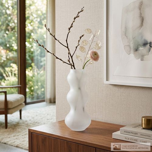 Florero de vidrio con diseño ondulado 7x32 cm