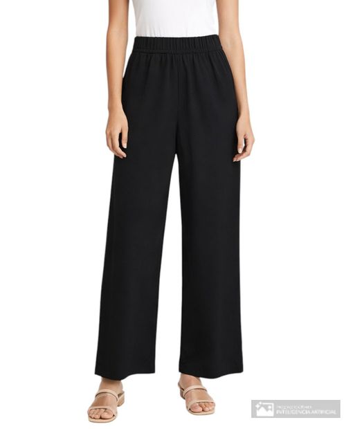 Pantalón Unexpected wide leg negro de cintura alta para mujer