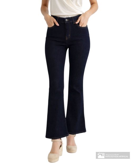 Jeans Sabrina flare azul de cintura alta para mujer