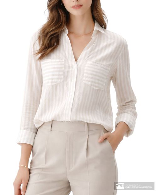 Blusa Nicolle camisera rayada manga larga para mujer