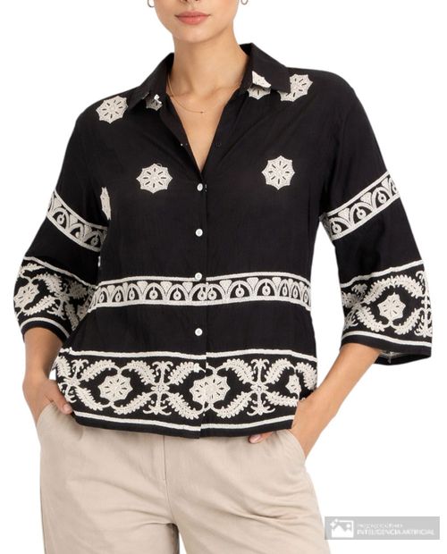 Blusa Marcella camisera manga 3/4 para mujer
