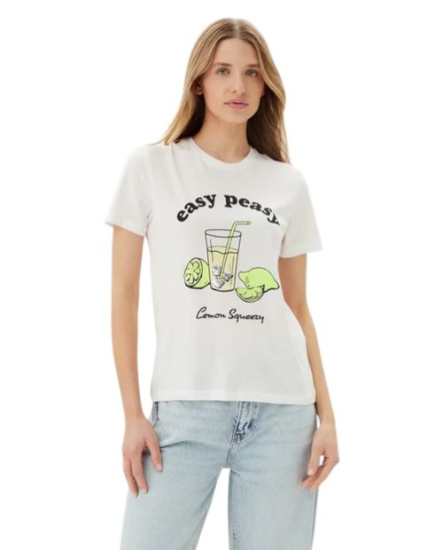 Camiseta Only blanca estampada manga corta para mujer