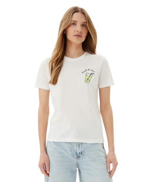 Camiseta Only blanca estampada manga corta para mujer