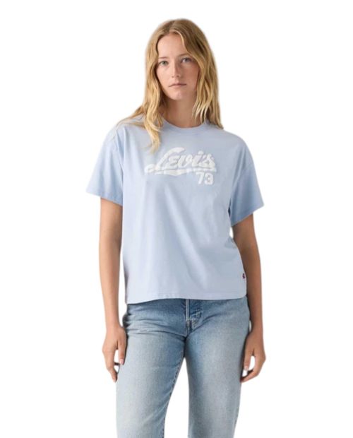 Camiseta Levi's celeste estampada manga corta para mujer