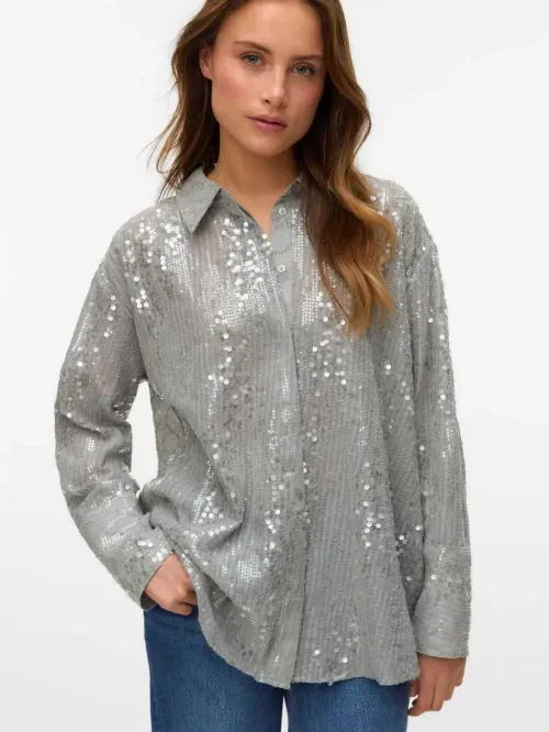 Blusa Vero Moda camisera lentejuelas manga larga para mujer