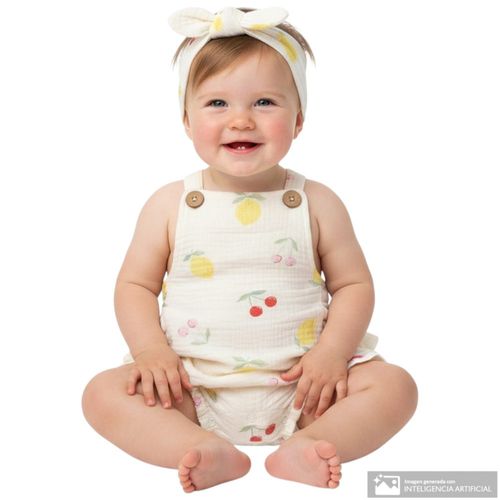 Romper amarillo con vincha estampado para bebé niña