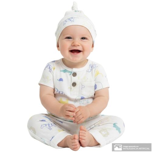 Conjunto blanco estampado para bebé niño