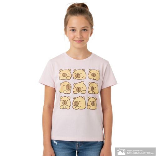 Camiseta rosada con estampado para niña
