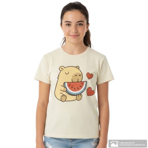 Camiseta beige con estampado para niña