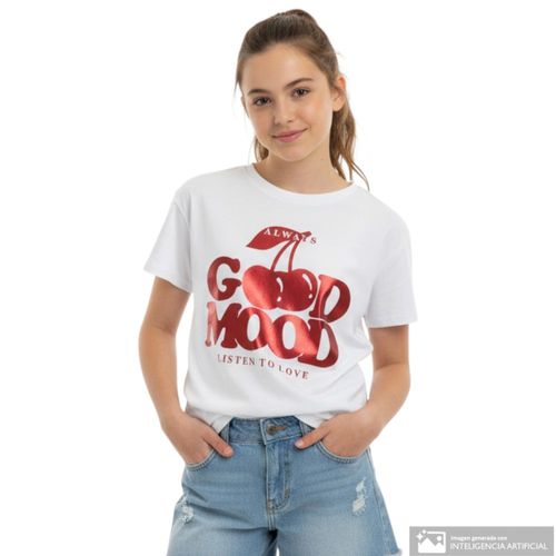 Camiseta blanca con estampado para niña