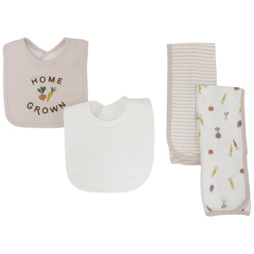 Set de 2 baberos y 2 mantillas estampados para bebé niño