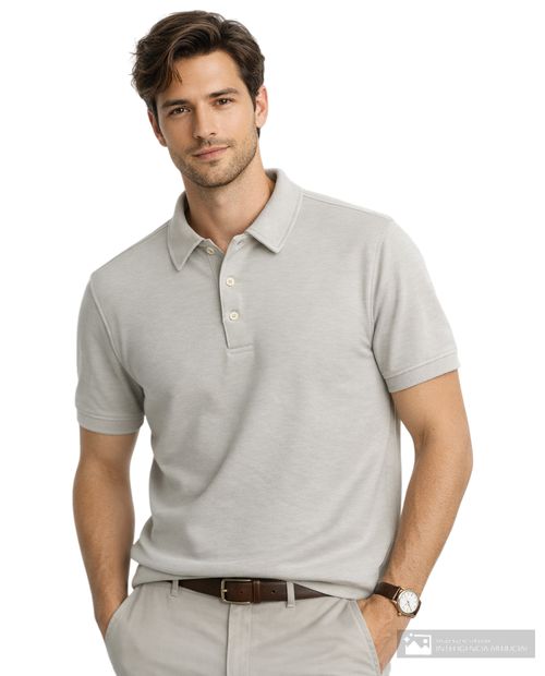 Camisa polo Denim and Flower relaxed fit gris claro texturizada para hombre