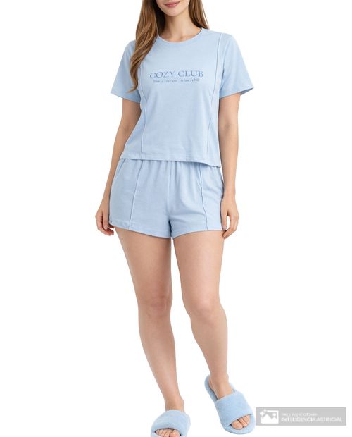 Pijama con short Orange celeste para mujer