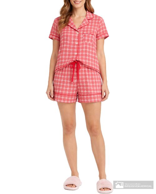 Pijama con short Rene Rofe cuadriculada para mujer