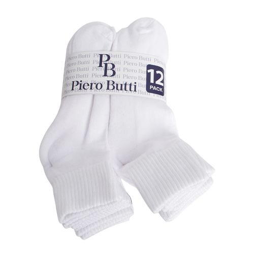 Pack de 12 pares de calcetines ankle Piero Butti blancos texturizados para hombre