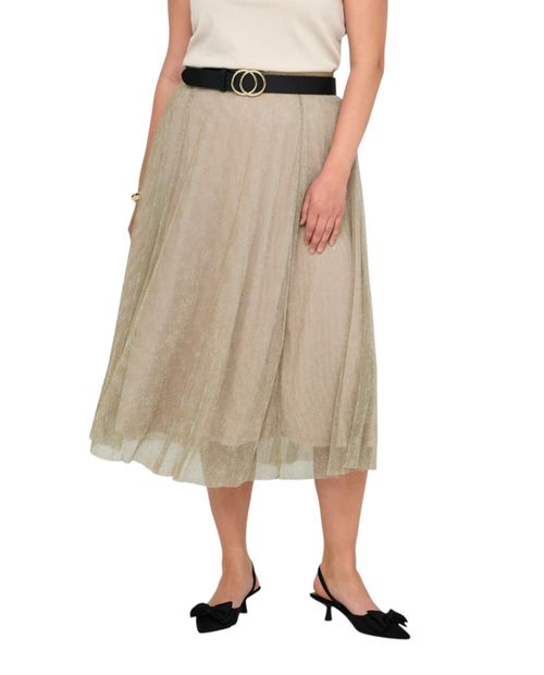 Falda Only Carmakoma midi beige plisada para mujer