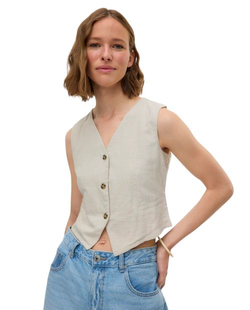 Chaleco Vero Moda beige con textura para mujer