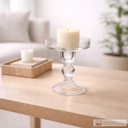 Portavela de vidrio decorativo de pilar 8.5x11 cm