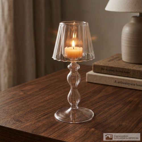 Portavela decorativo con forma de lámpara 8x19 cm
