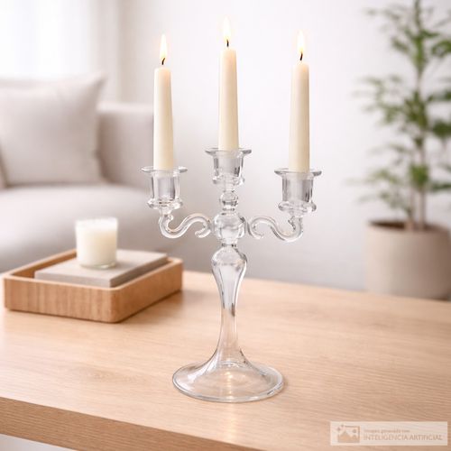 Portavela de vidrio decorativo de 3 velas 13x21 cm