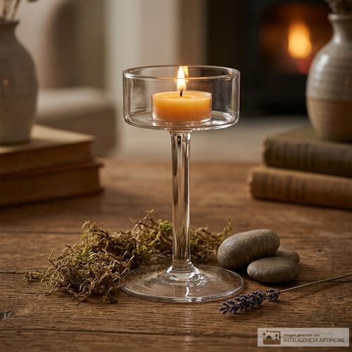 Portavela decorativo de vidrio 6x11 cm
