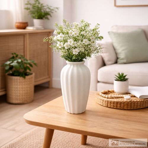 Jarrón decorativo con líneas verticales 21x12 cm