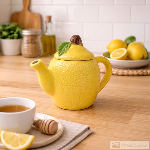 Tetera de cerámica colección limón 15x18 cm