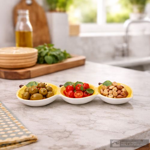 Bandeja de cerámica colección limón 2x28 cm