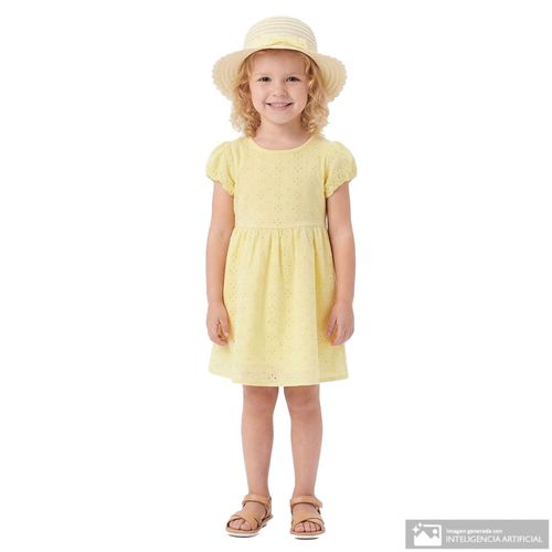 Vestido amarillo con sombrero para niña