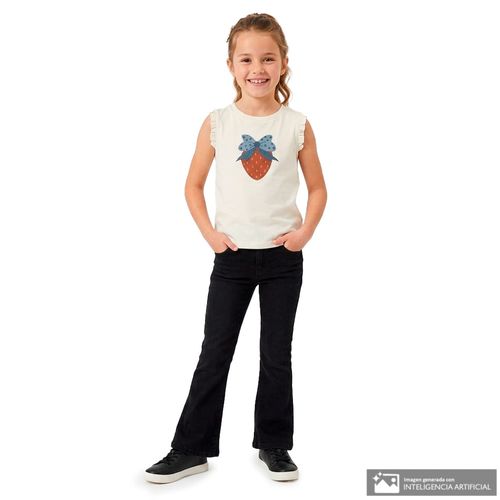 Camiseta beige estampada para niña