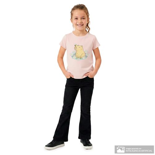 Camiseta rosada con estampado para niña