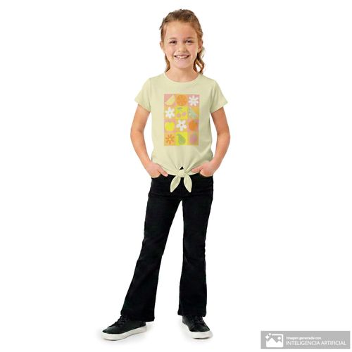 Camiseta amarilla estampada para niña