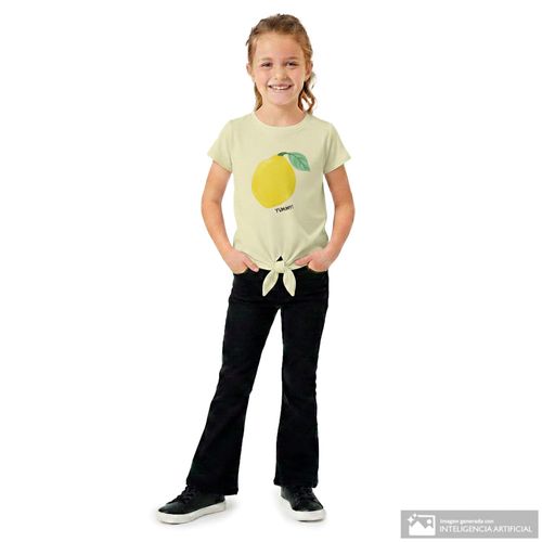 Camiseta beige estampada para niña