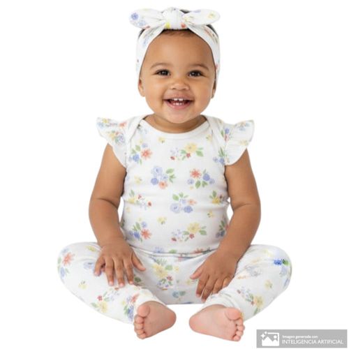 Conjunto blanco estampado para bebé niña
