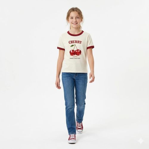 Camiseta beige con estampado para niña