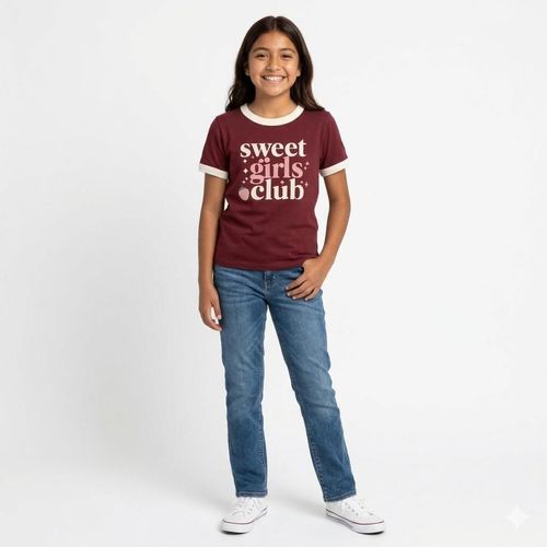 Camiseta roja con estampado para niña