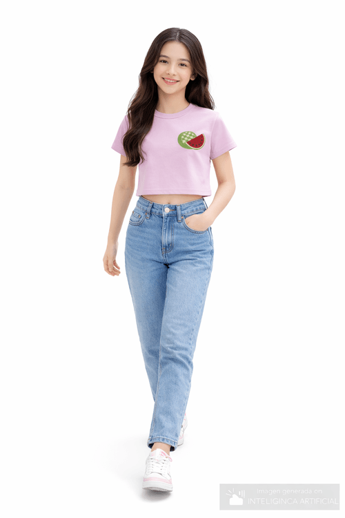 Camiseta rosado con estampado para niña