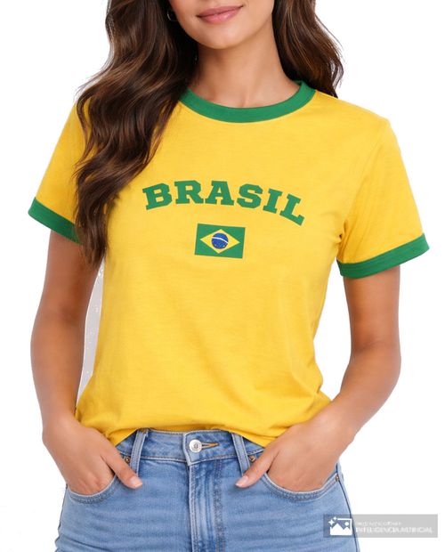 Camiseta Orange estampada del Mundial 2026 Brasil para mujer