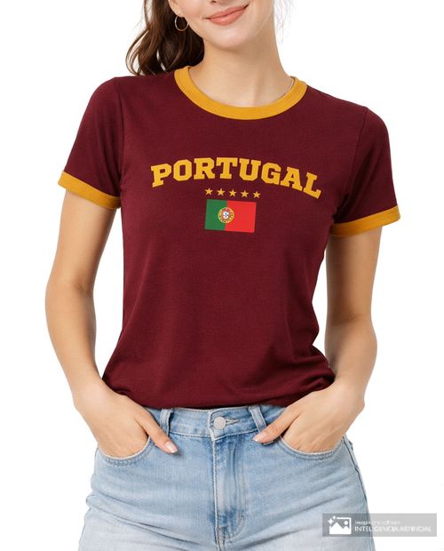 Camiseta Orange estampada del Mundial 2026 Portugal para mujer