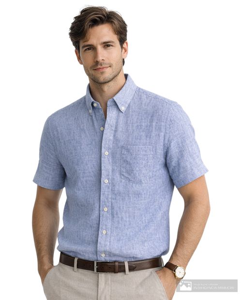 Camisa casual Gents regular fit azul claro heather para hombre